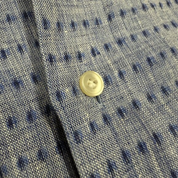 Pal Zileri 100% Linen Dress Shirt Made in Italy Long Sleeve Dot 42 16 1/2 Large - Picture 4 of 9